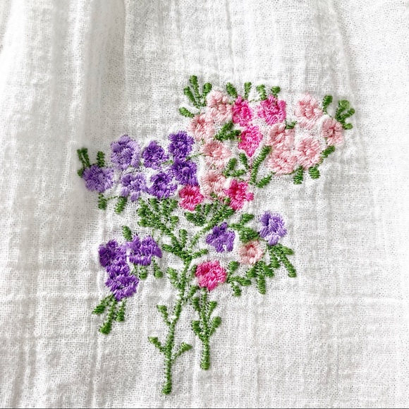 White Vintage Peasant Blouse Size 2 Hand Embroidered Cottage Couture - Picture 10 of 14